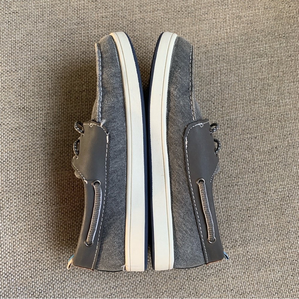 Shoes Little Boy Size 3 Gray Canvas Slip On Dress Boat Shoe Prepy Sonoma - Picture 3 of 9